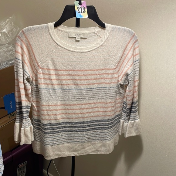 🛍️EUC LOFT striped sweater with beautiful sleeves sz.XSP 213 - Picture 1 of 5